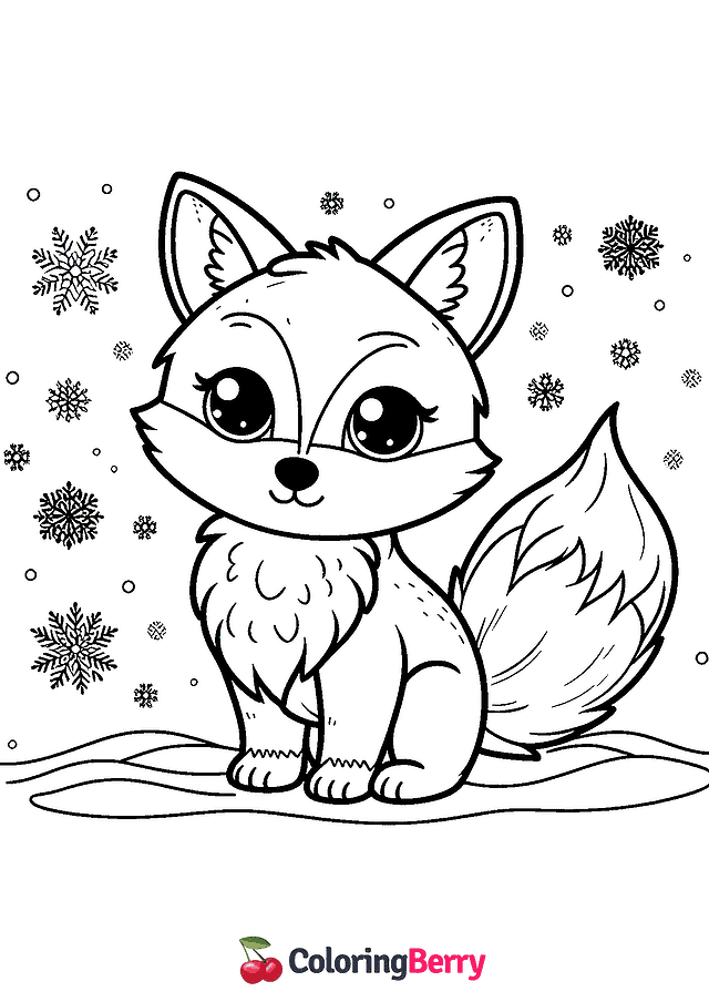 Winter Fox Coloring Page