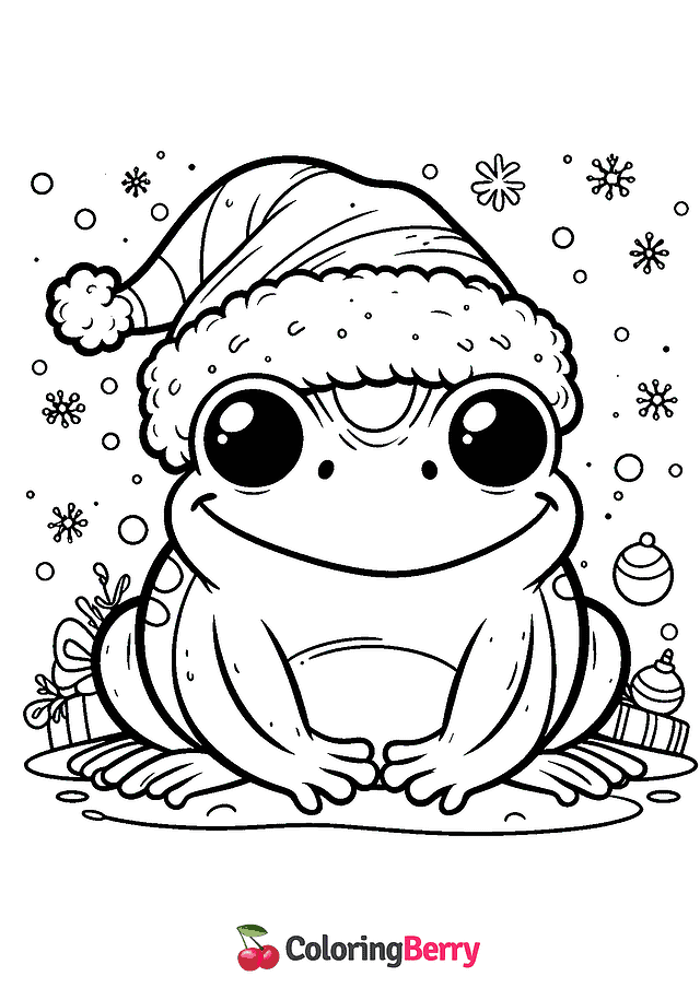 Winter Frog Coloring Page