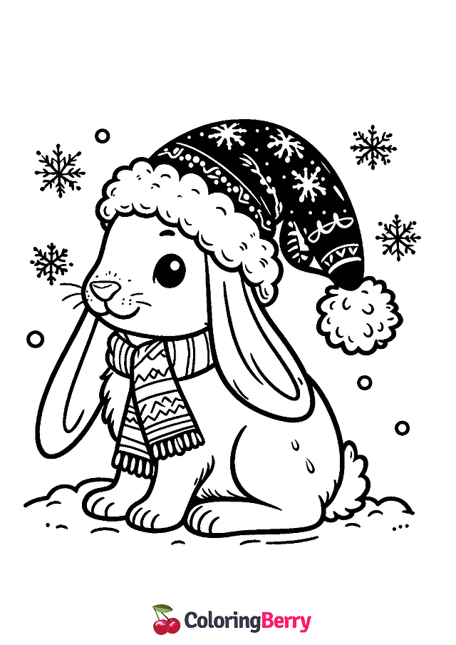 Winter Hare Coloring Page