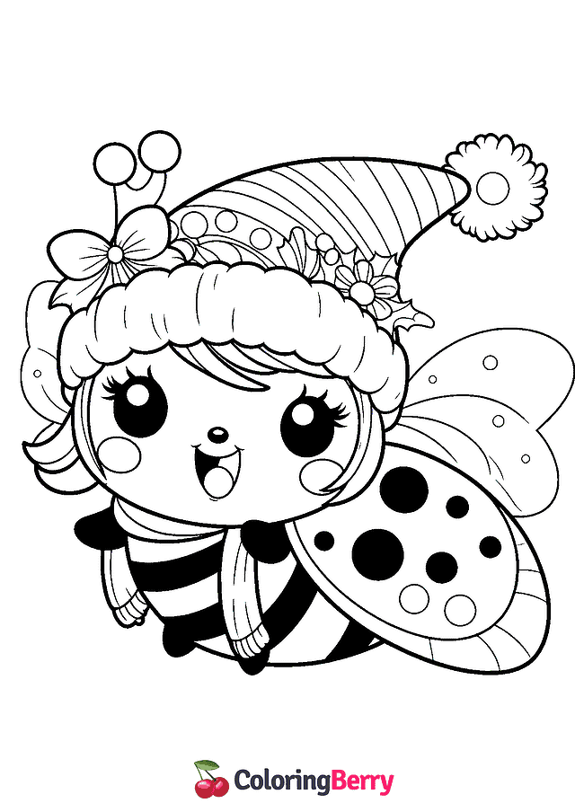 Winter Ladybug Coloring Page