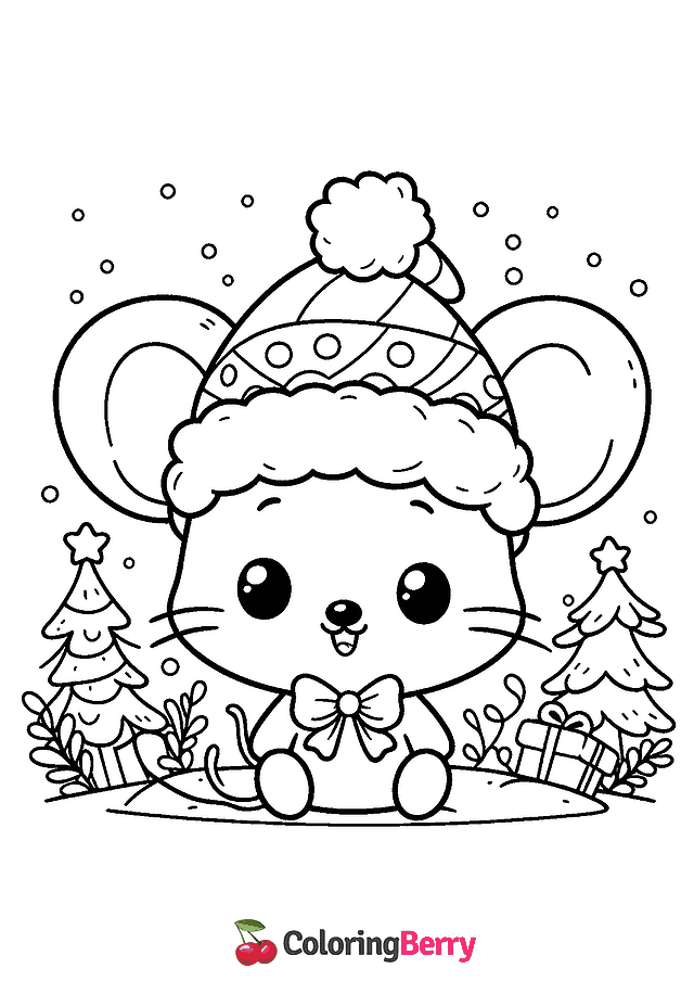 Winter Mouse Coloring Page