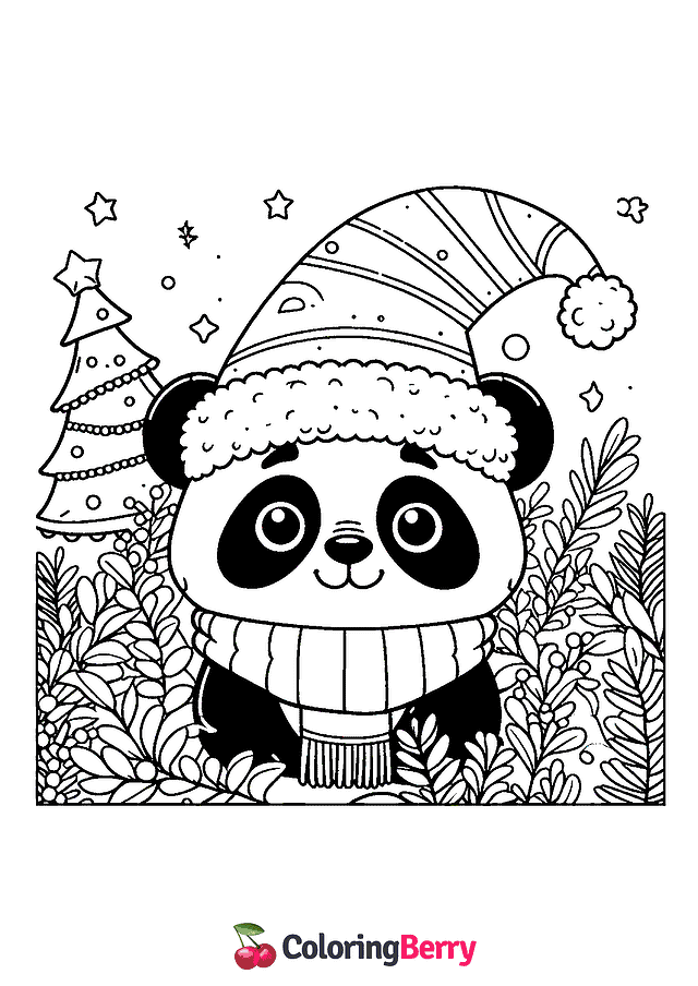 Winter Panda Coloring Page