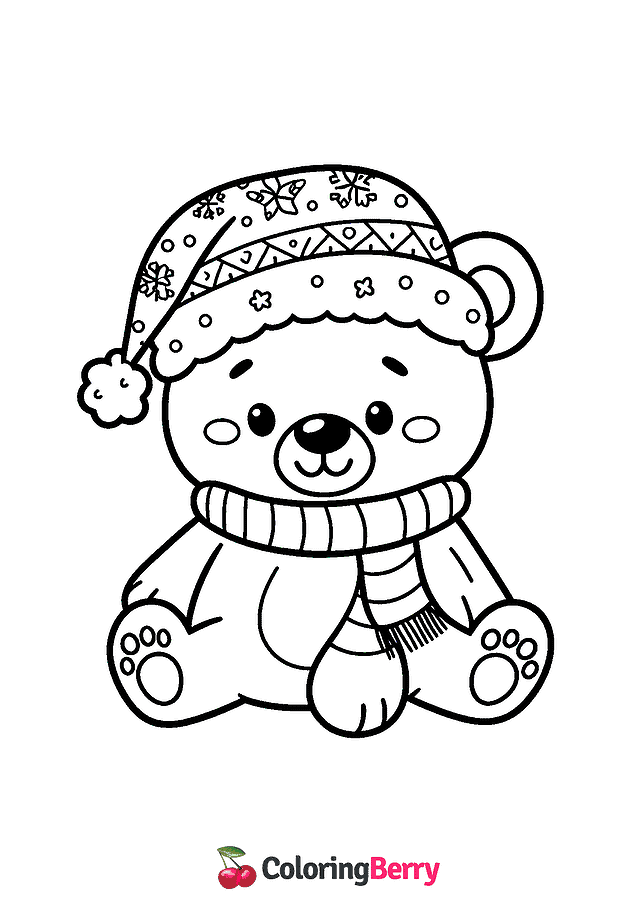 Winter Polar Bear Coloring Page