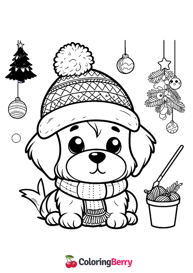 Winter Puppy Coloring Page