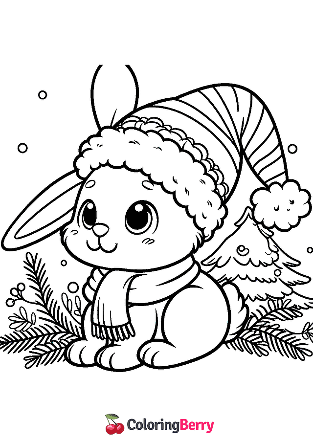 Winter Rabbit Coloring Page