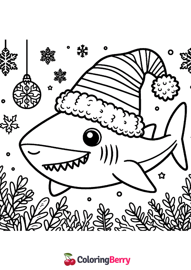 Winter Shark Coloring Page