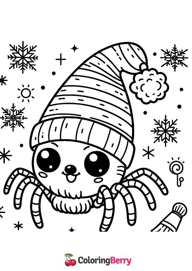 Winter Spider Coloring Page