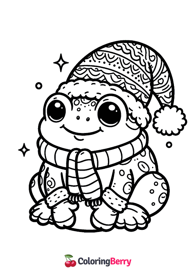 Winter Toad Coloring Page