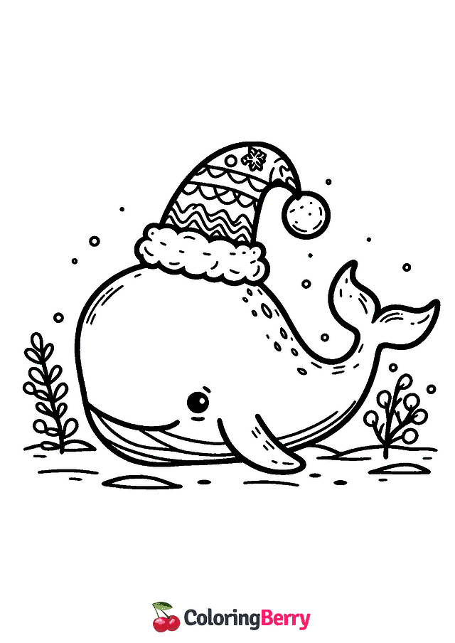 Winter Whale Coloring Page