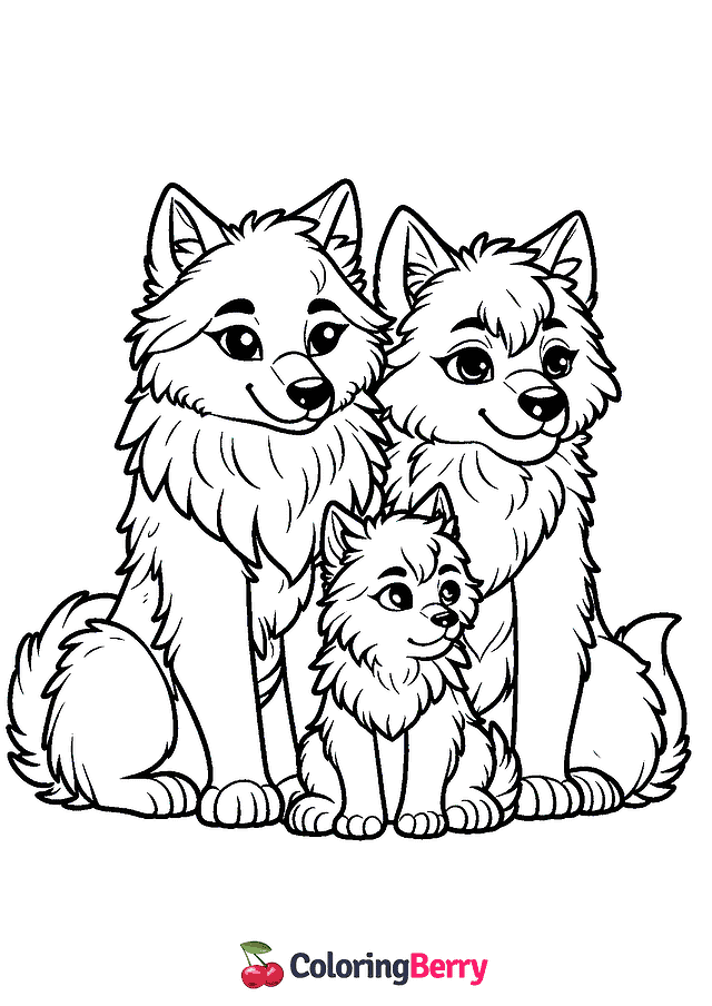 Wolf Family Coloring Page