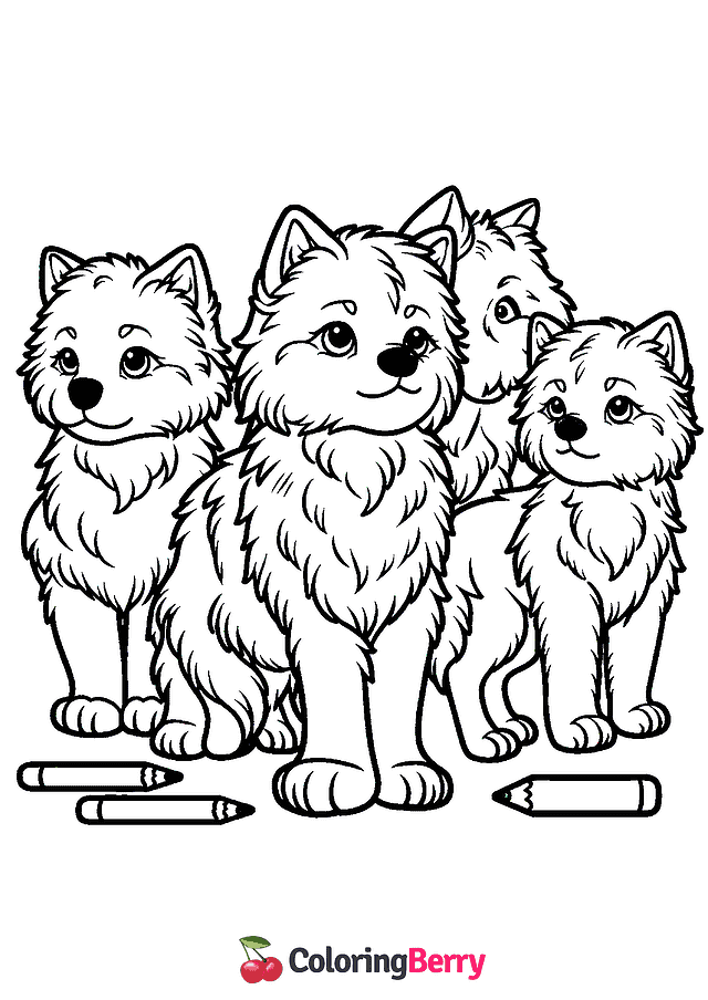 Wolf Pack Coloring Page